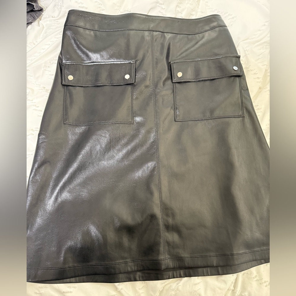 Melissa Nepton Cargo Pocket Faux Leather Skirt